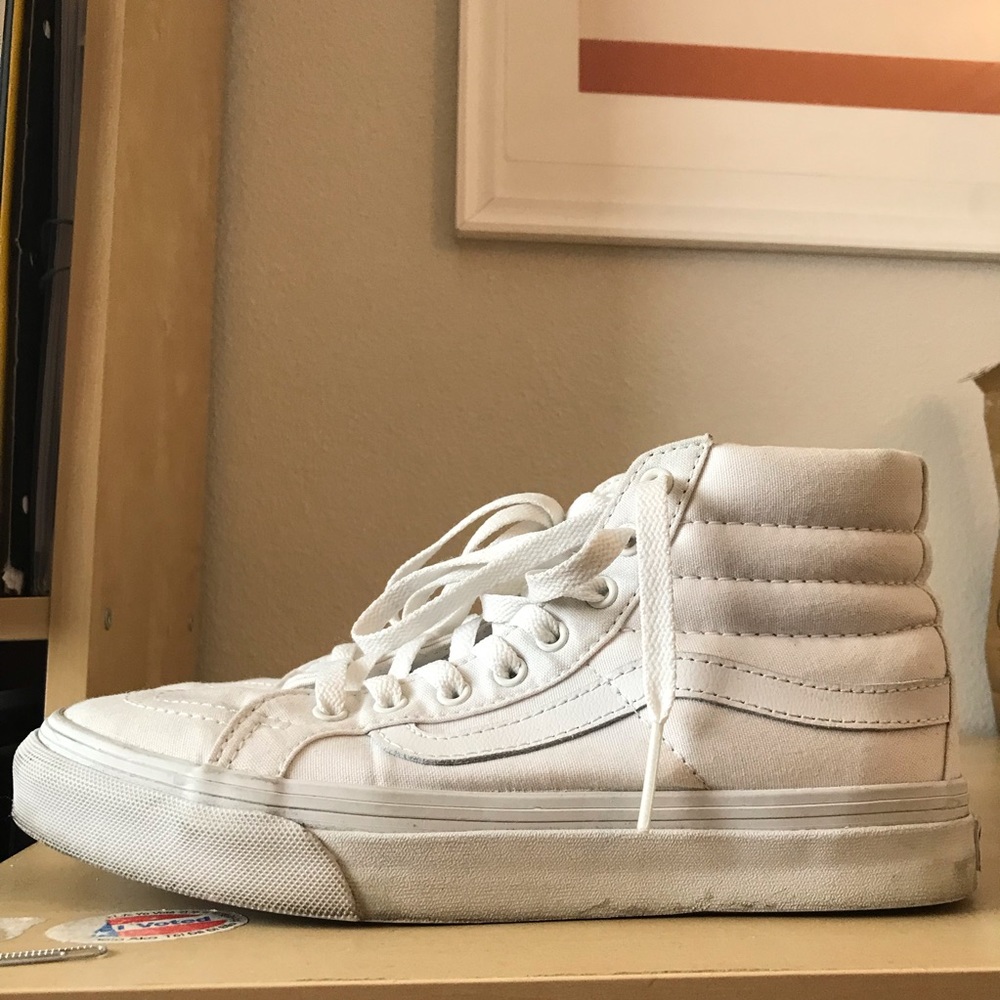 All white Vans Sk8-His